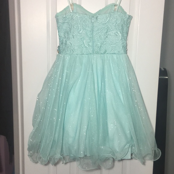 Strapless Sparkly Short Light Blue Dress - Picture 2 of 3